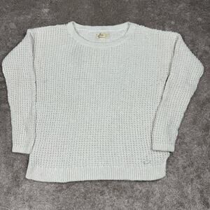 Hollister Cream Knit Sweater Women Size S Cozy Textured Casual Minimalist Preppy